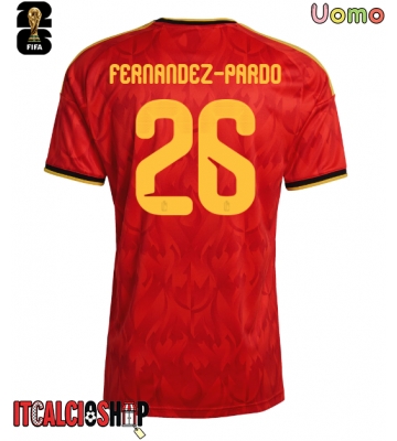 Belgio Matias Fernandez-Pardo #26 Prima Maglia Mondiali 2026 Manica Corta Belgio Matias Fernandez-Pardo #26 Prima Maglia Mondiali 2026 Manica Corta